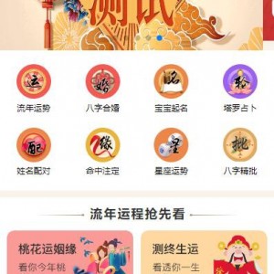 2023新版运势测试风水起名/八字算命/算财运姻缘/易经周易/运势测算网源码/塔罗牌占卜