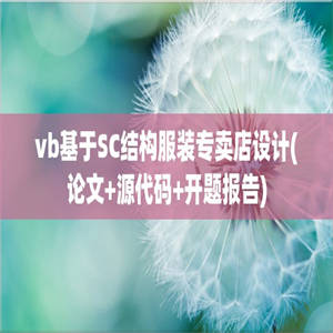vb基于SC结构服装专卖店设计(论文+源代码+开题报告)