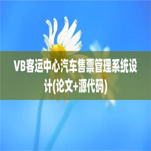 VB客运中心汽车售票管理系统设计(论文+源代码)