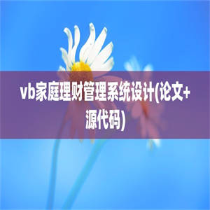vb家庭理财管理系统设计(论文+源代码)