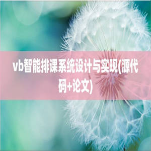 vb智能排课系统设计与实现(源代码+论文)