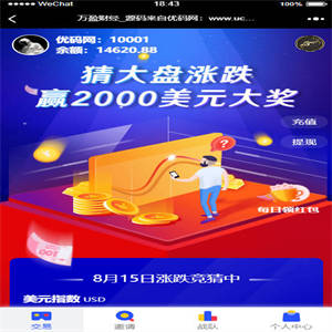 A902【USDT指数涨跌】蓝色UI二开币圈万盈财经币圈源码K线正常