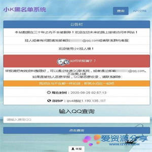 PHP黑名单美化UI网站系统源码二开新增API版