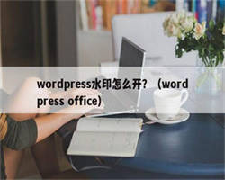 wordpress水印怎么开？（wordpress office）